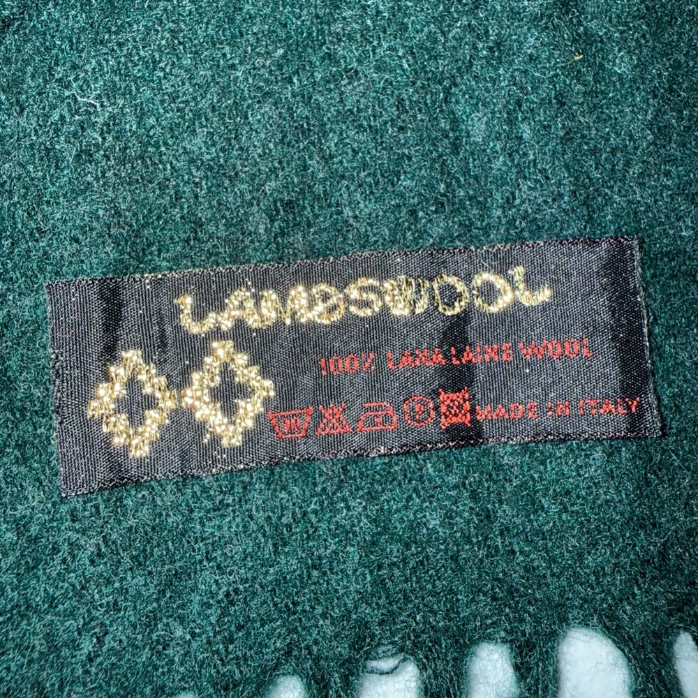 VTG Lambswool Made in Italy Liechtenstein Green Daisy Scarf - Picture 2 of 4